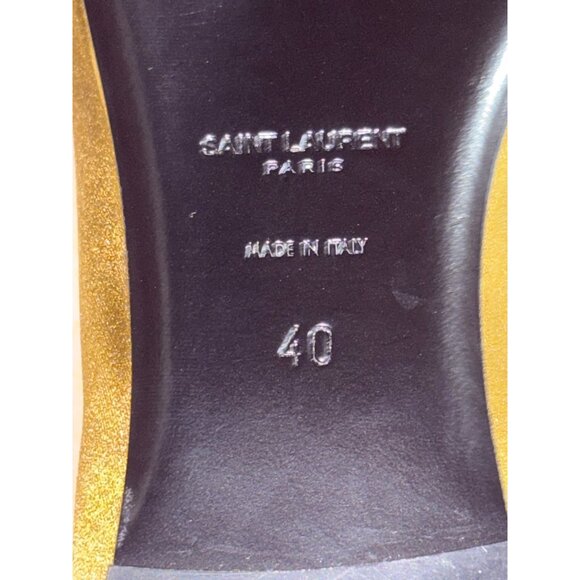 Saint Laurent Carolyn Slipper in Cuba Gold 40 With Box Womens Satin Flats - Picture 12 of 15